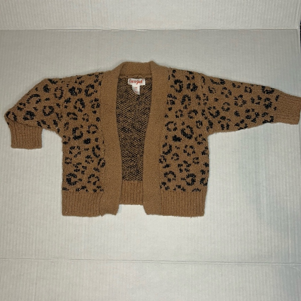 Cat & Jack Toddler  cheetah cardigan with silver